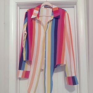 Striped tie front top
